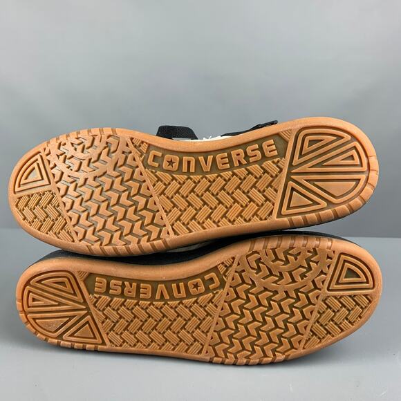 CONVERSE Size 10 Cream Black Mixed Materials Leather Sneakers - Picture 6 of 10